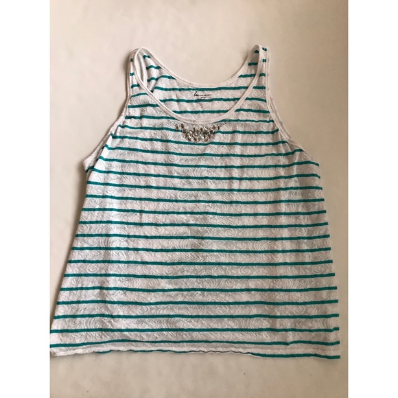 Lane Bryant Women’s Plus Size Teal and White Striped Tank Top Size 22/24 - Picture 4 of 6